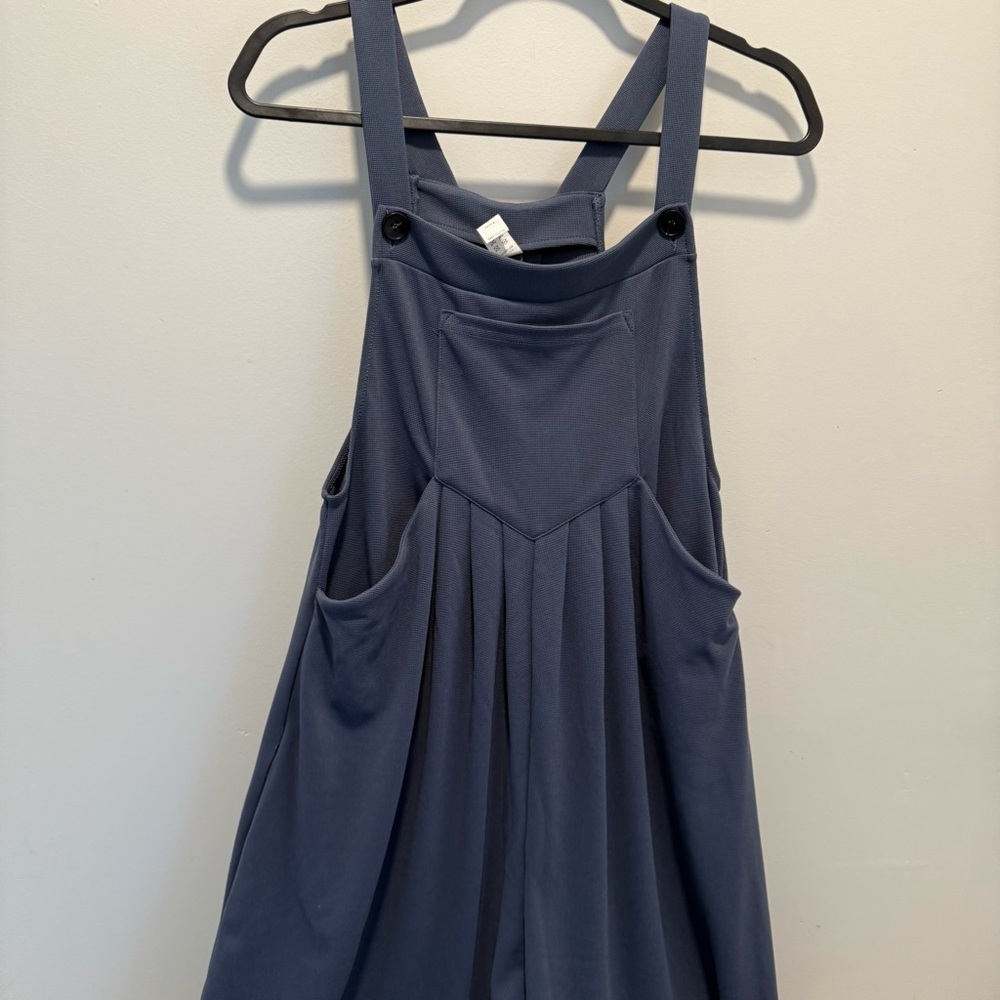 Halara Navy Wide Leg Overalls Jumpsuit Adjustable Straps Pockets Lagenlook sz S - Picture 2 of 6
